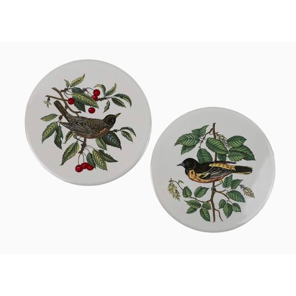 Hyalyn Set Of 2 Ceramic Bird Design Coasters Trivets Wall Hangings Cork Backing - Picture 2 of 10